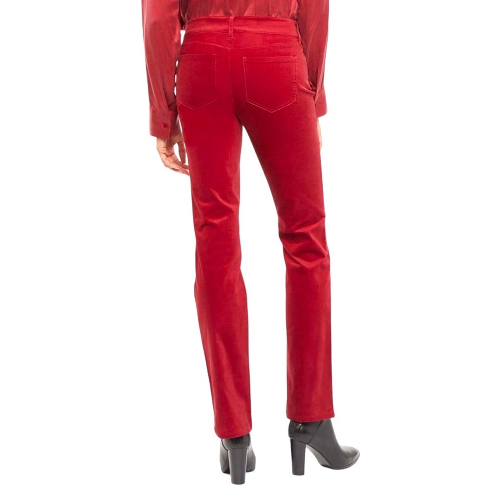 NYDJ Red Velvet Marilyn Straight Leg Velveteen Boysenberry Reactive Lift Tuck 2 - Picture 3 of 15